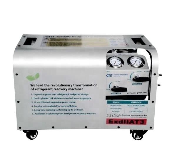 R600a Refrigerant Recovery Machine Explosion Proof 1HP Full Oil Less R32 R290 Recovery Unit