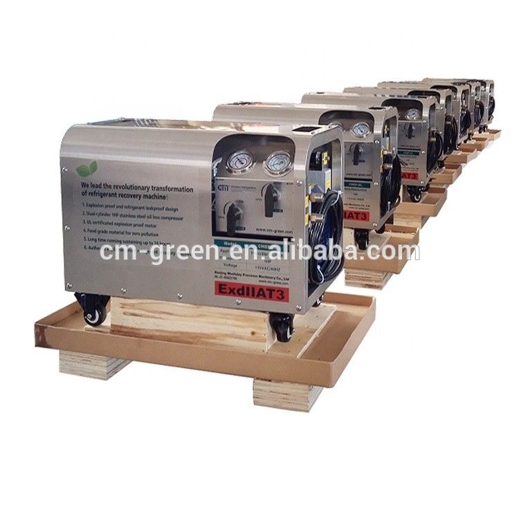 R32 R290 Explosion Proof Refrigerant Recovery Pump Ac Charging Equipment 1HP Oil Less Recovery Charging Machine