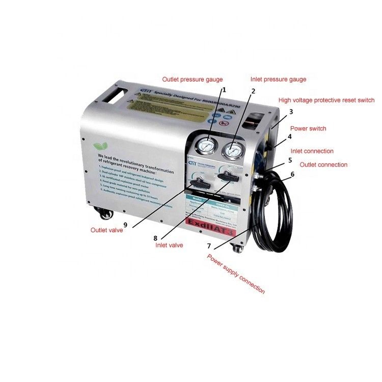 Explosion Proof Refrigerant Recovery Machine Solvent Recovery System R290 R600a ATEX AC Recharge Gas Charging Machine