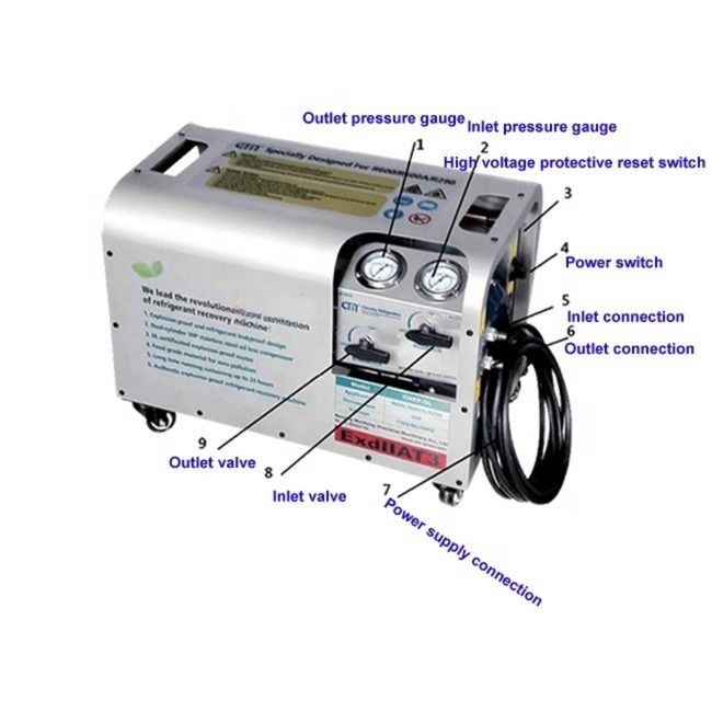 Explosion Proof Refrigerant Recovery Machine Solvent Recovery System R290 R600a ATEX AC Recharge Gas Charging Machine
