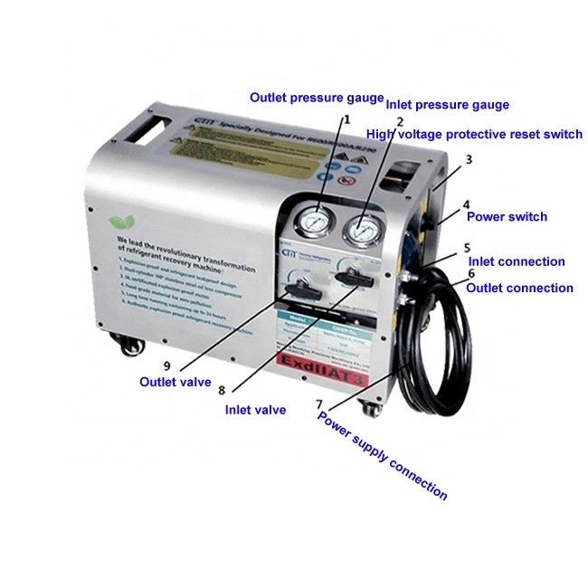 ATEX R290 R32 refrigerant recovery pump explosion proof recovery machine ac charging recovery unit