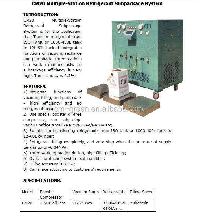 3-stage refrigerant filling machine R134a R410 freon recovery gas charging recharge machine